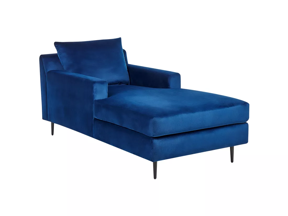 Chaise longue en velours bleu marine GUERET