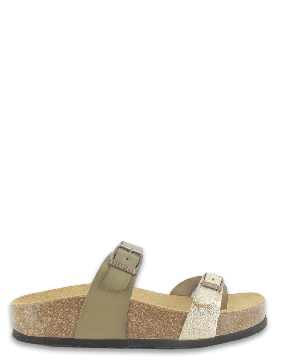 plakton Mules femme cp bombay cuir kaki/doré