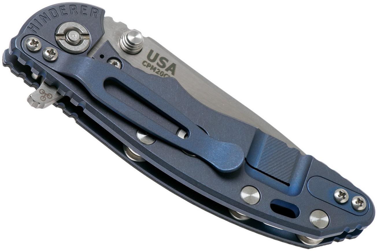Rick Hinderer XM-18 3” Spanto Gen 4 CPM 20CV Black G10, Battle Blue, zakmes