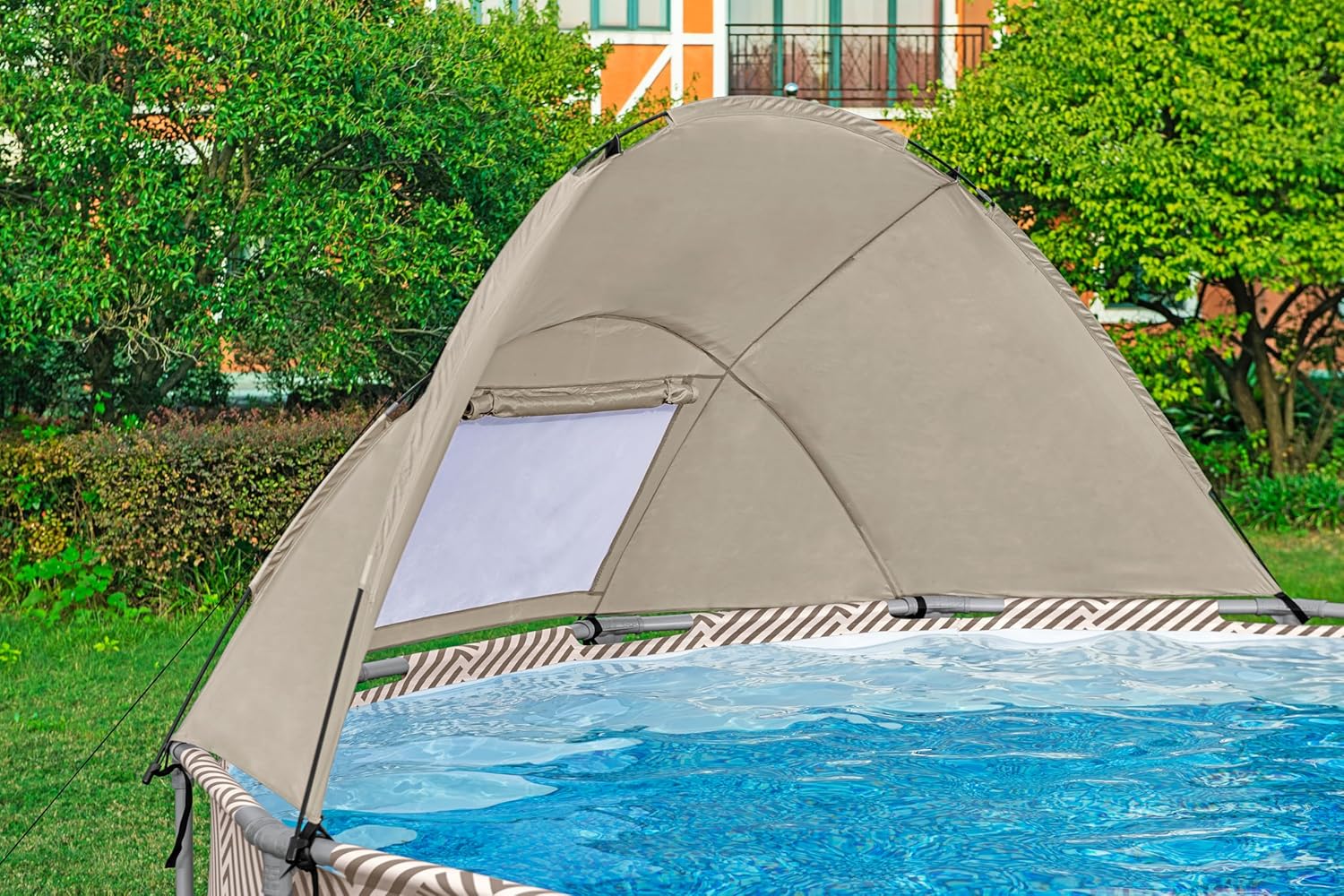 Bestway Steel Pro MAX Frame Pool Komplett-Set mit Filterpumpe Ø 396 x 107 cm, Op Art-Design, rund