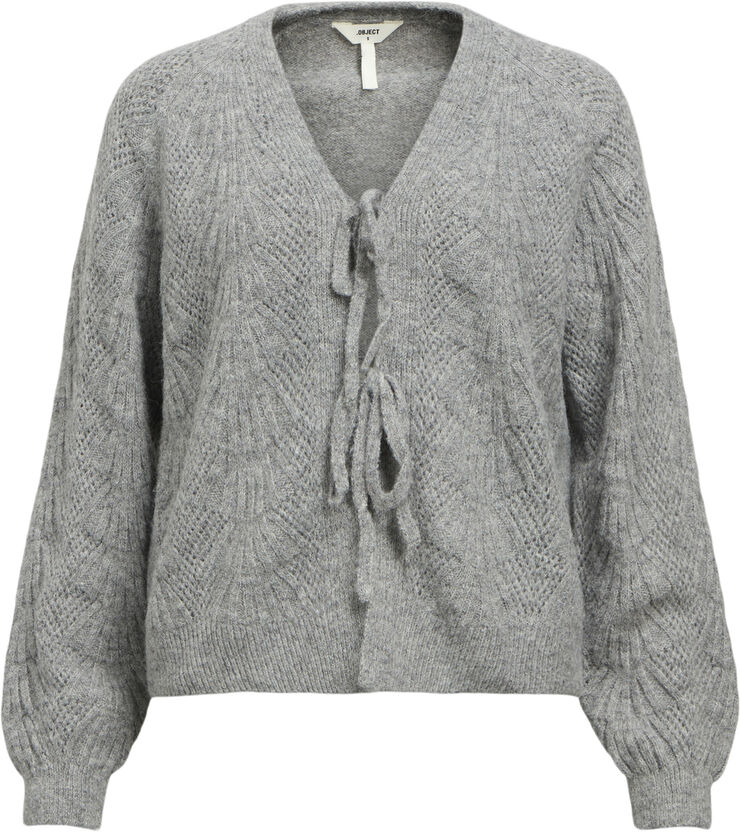 Object OBJFLORA RE L/S KNIT CARDIGAN NOOS Medium grey melange