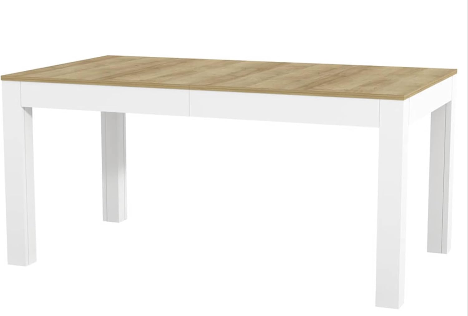 Generisch Tisch Küchentisch Esszimmertisch Esstisch Torino ausziehbar 300 cm Eiche Riviera - Weiß Matt 4-12 Personen Esstisch 160 x 90 x 76 cm Moderner rechteckiger Tisch mit Erweiterungsmöglichkeit