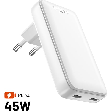 FIXED Slim 45 W GaN rejseoplader - hvid