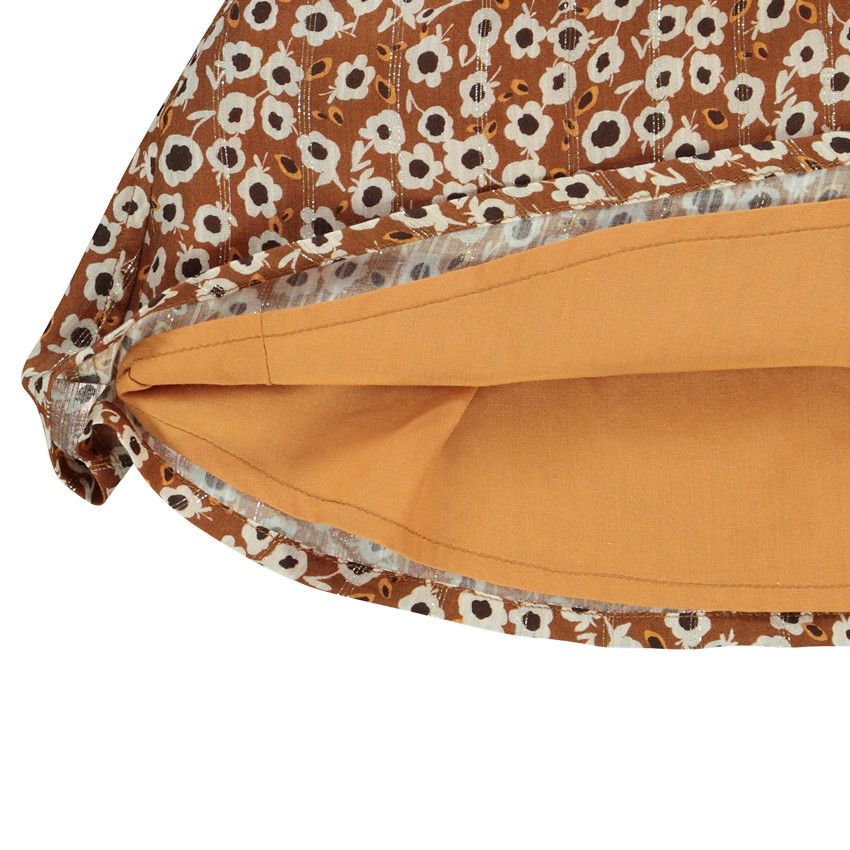 Jupe courte en voile de viscose imprimé fleurs pour fille - Marron