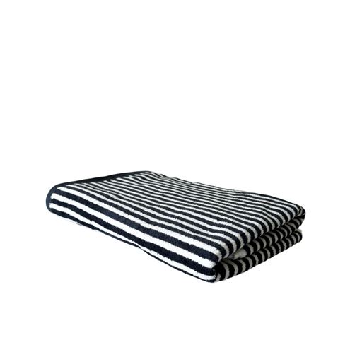 OMHU Frotté Stripe Håndklæde, Navy, 50x100 cm