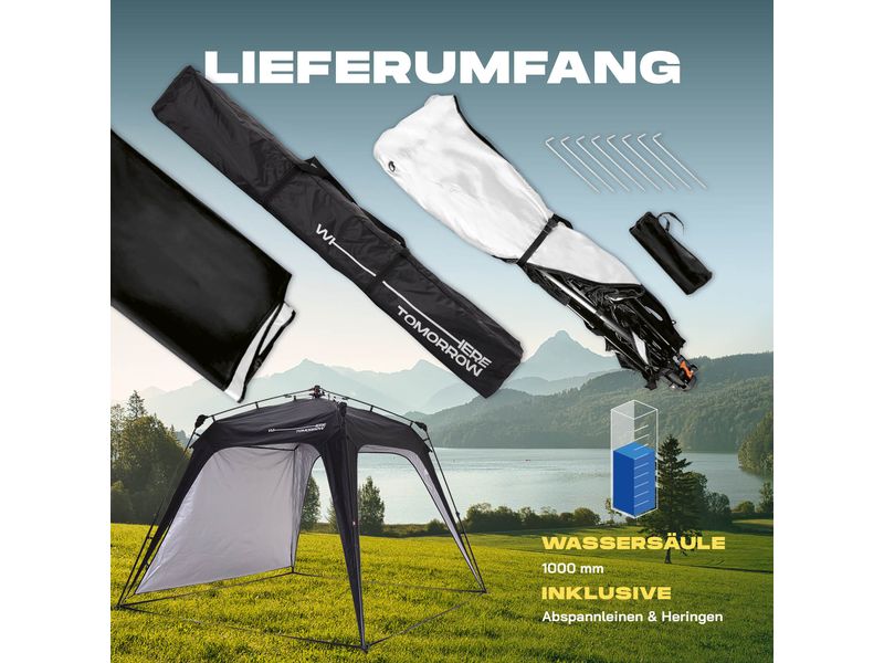 Where tomorrow Pavillon Pop Up - Schwarz Outdoor-Pavillon mit Seitenschutz