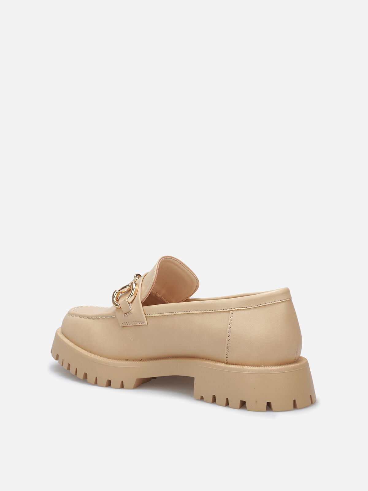 Mocassins à semelle crantée et mors doré- Beige