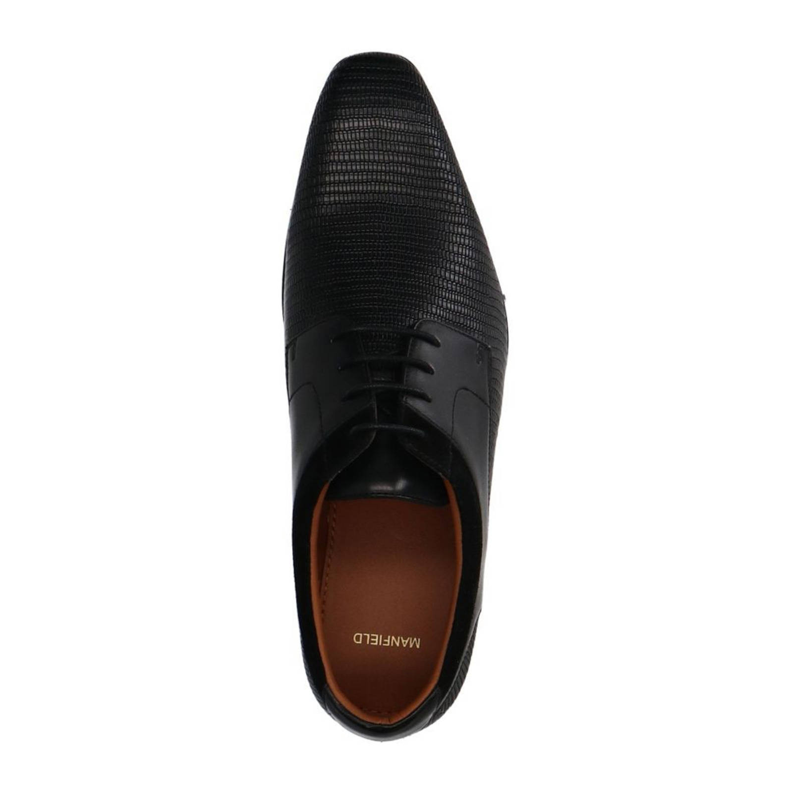 Manfield leren veterschoenen zwart