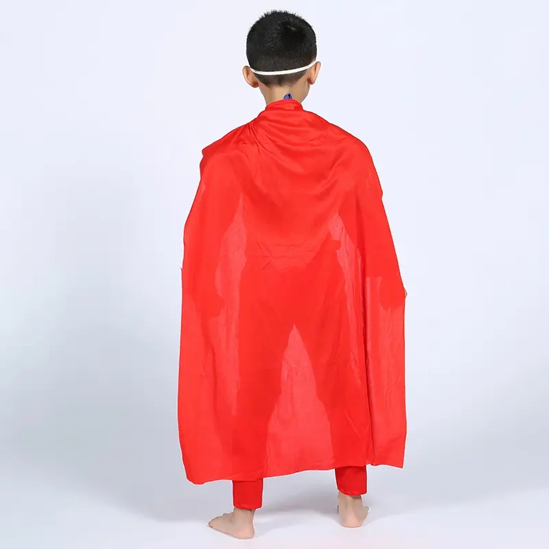 (125-130cm) Fasnachts Kinder Kostüm Superheld Overall Verkleidung für Motto Partys / Halloween inkl. Stoff Augenbinde - Rot / Blau