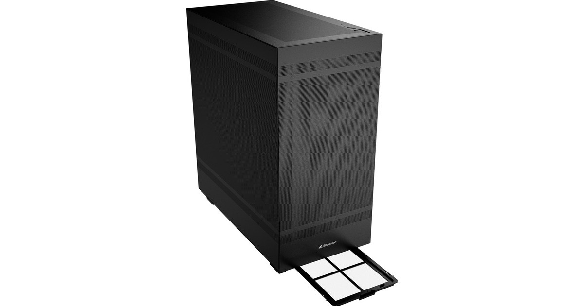 SharkoonRebel C50 Black midi tower behuizing  (Zwart | 2x USB-A | 1x USB-C)