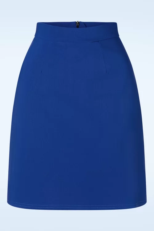 Vintage Chic for Topvintage Edith a-lijn rok in koningsblauw