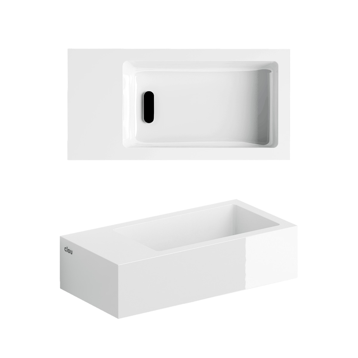 Clou Flush 3 fontein mineraalmarmer 36cm links wit glans