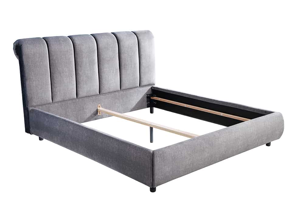Design Doppelbett MILANO 180x200cm grau Vogue Velours Samt Kingsize Polsterbett