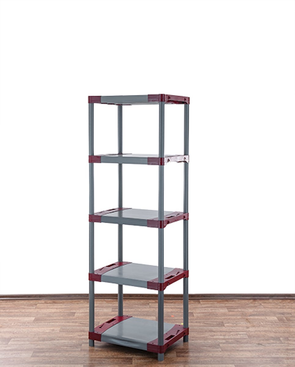 PROREGAL Plastic Plank Big Grey Bear Hoog HxBxD 180 x 70 x 46 cm Plank Draagvermogen 160 kg Grijs/Rood
