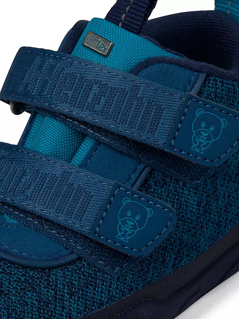 AFFENZAHN Kinder Barfußschuhe - Übergangsschuh KNIT HAPPY Bär dunkelblau