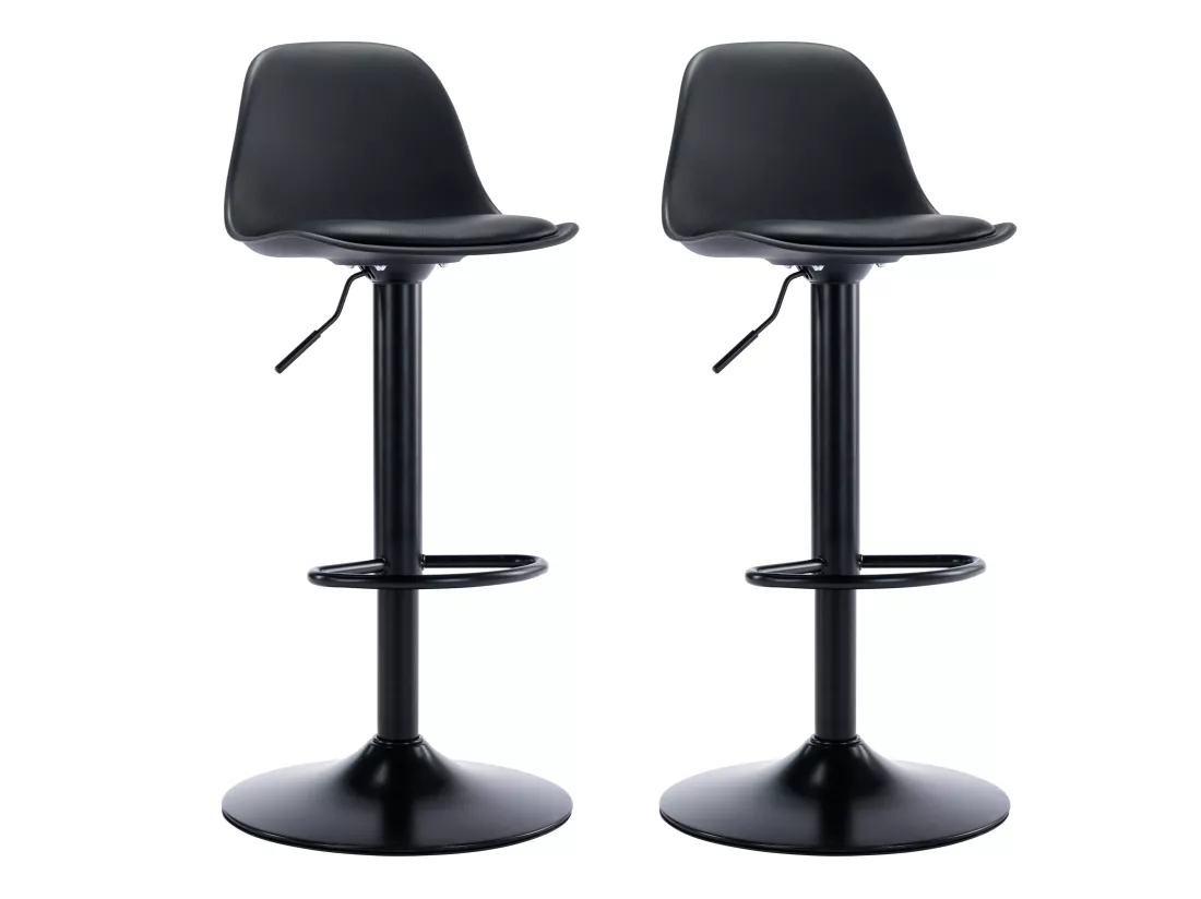 Lot de 2 tabourets de bar en polypropylène et métal - Hauteur réglable - Noir - XAFY