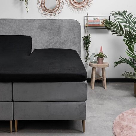 Hoeslaken Flanel - Splittopper - Zwart