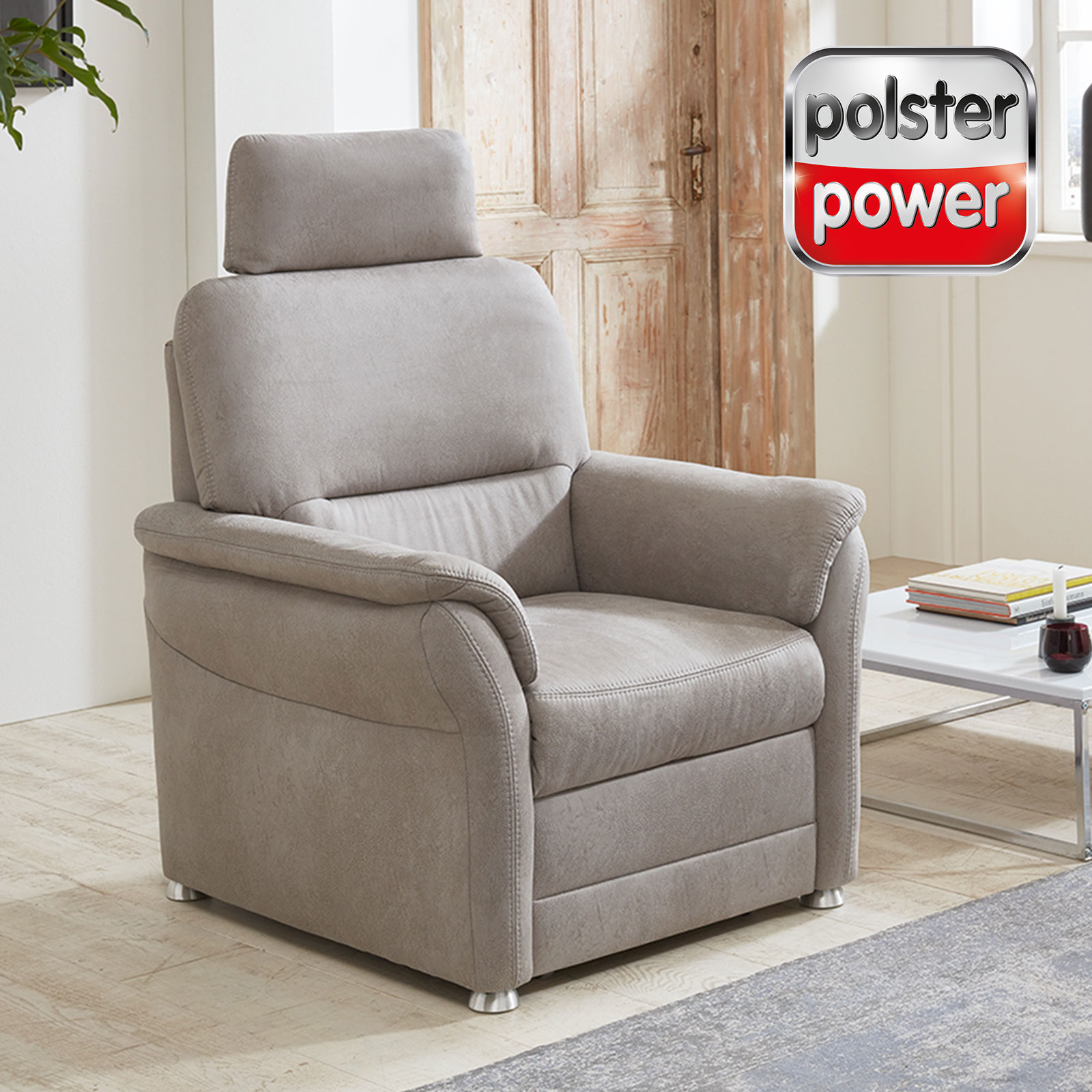 polsterpower Sessel - alu - Microfaser