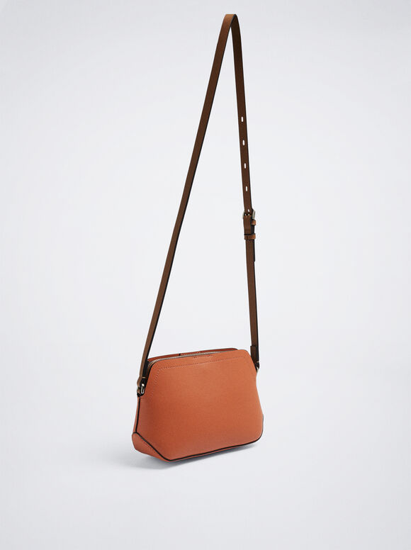 Bolsa transversal com vários bolsos - Coral