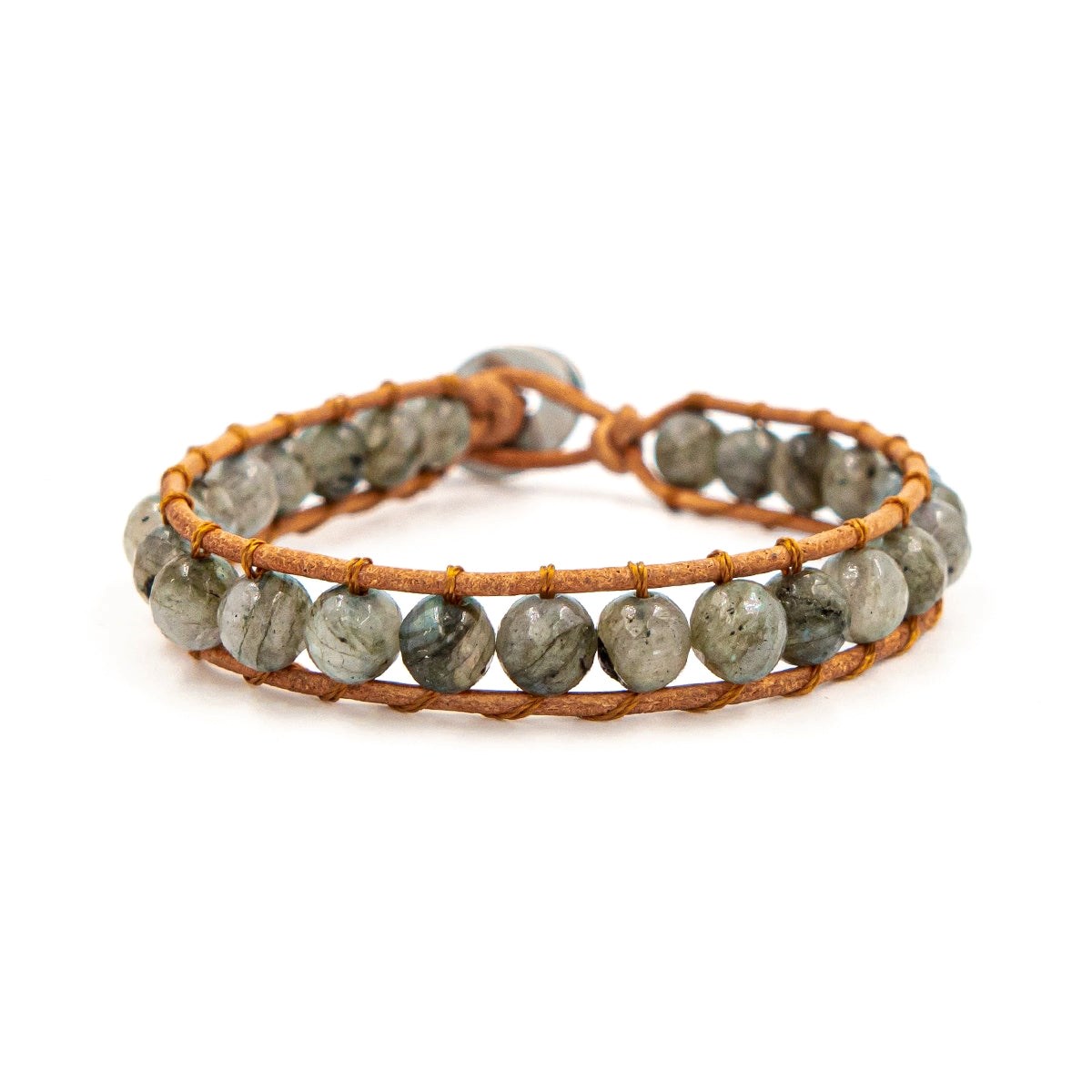 Bracelet Facelia en pierres naturelles Labradorite et cuir véritable