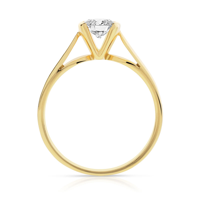 Solitaire or 750 jaune diamant 0,5 carat