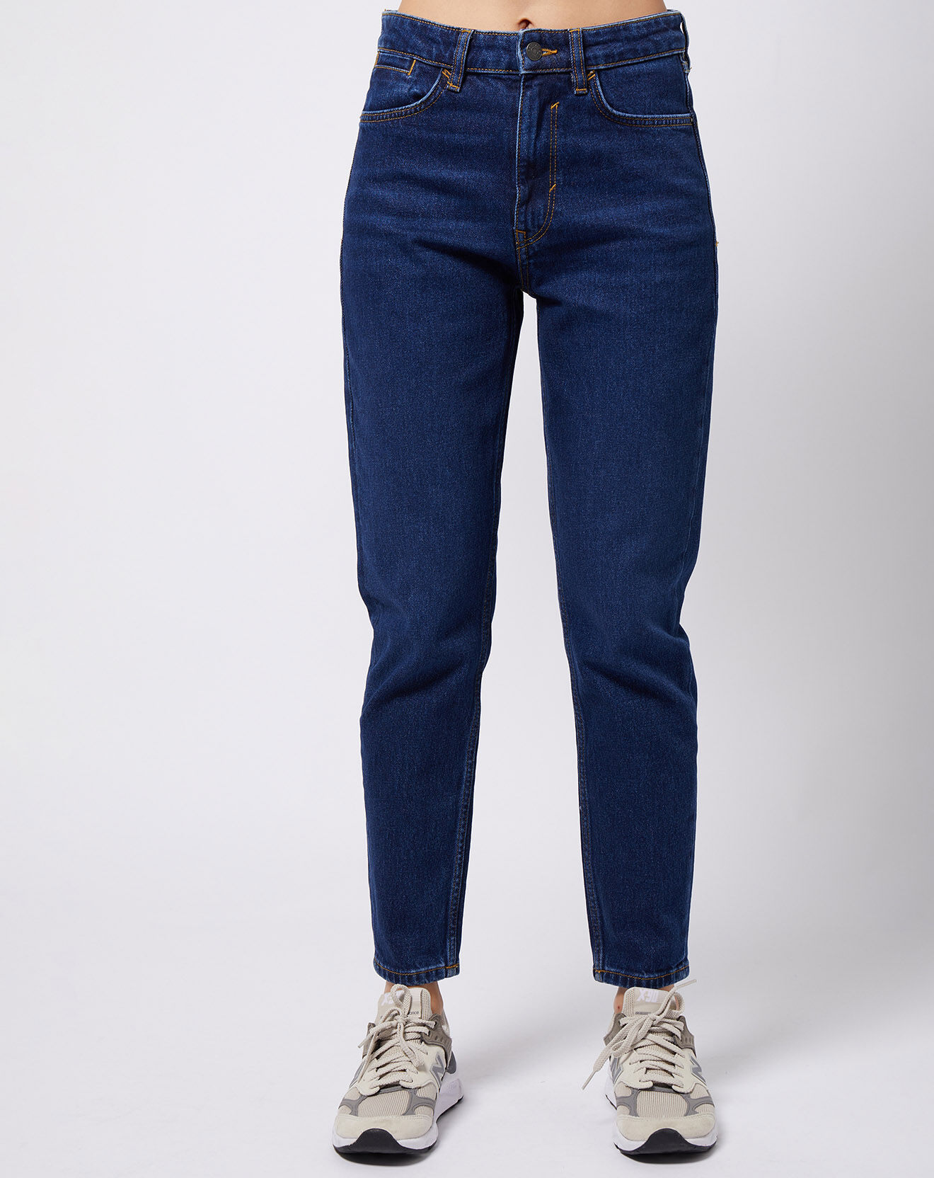Esprit Jean Mom taille haute à jambes droites bleu foncé