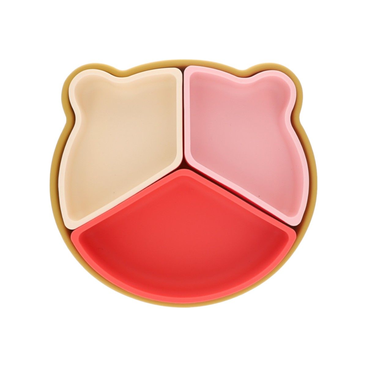 Assiette à compartiments amovibles en silicone rose Pause goûter