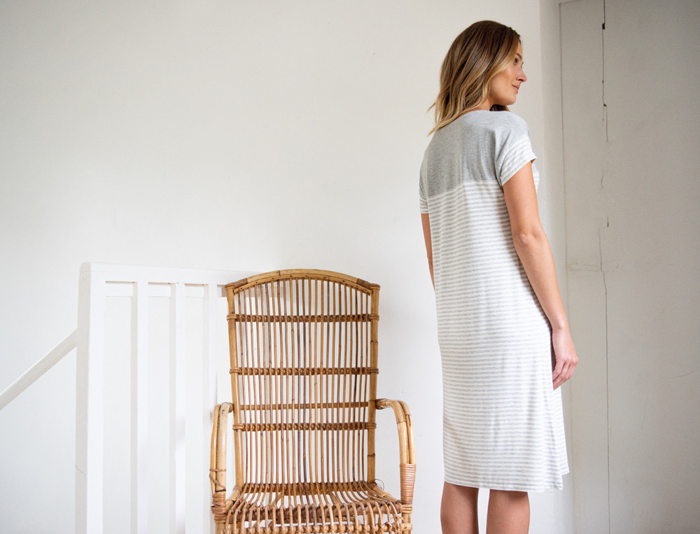 Chemise de nuit rayée-Solveig