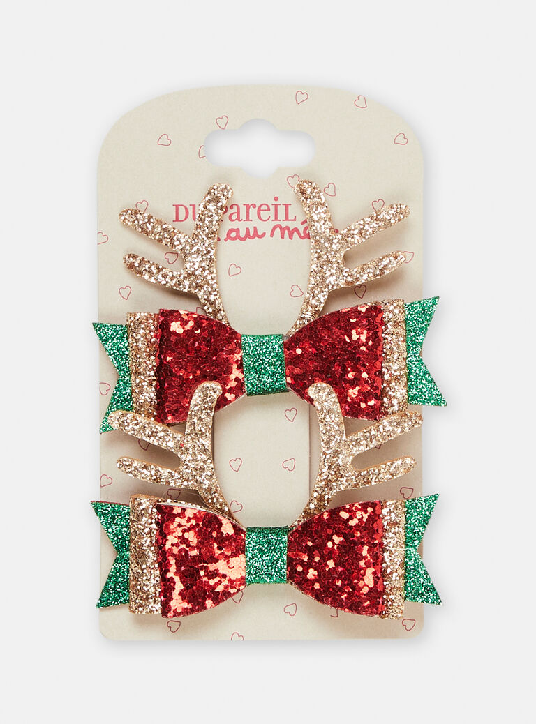 Lot de 2 pinces crocodilles Noël pour fille