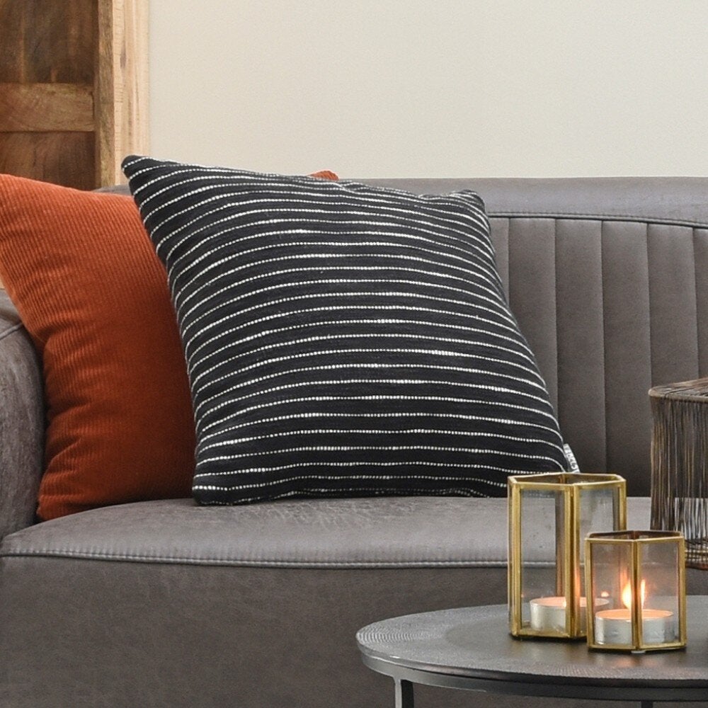 RINGO-Living Seda kussen in zwart corduroy, 450x450x150mm