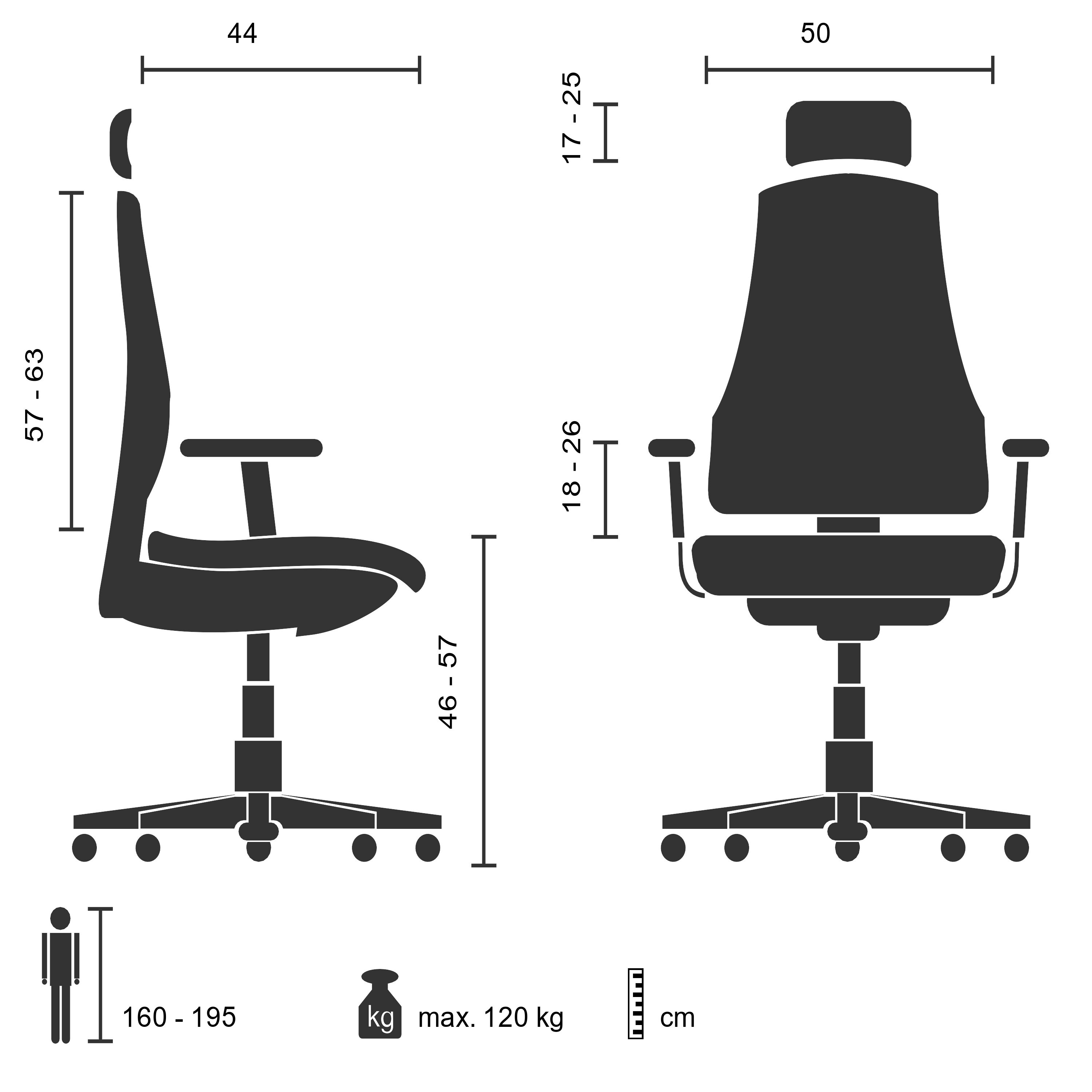 Profi Bürostuhl SPINIO PRO Stoff/Netzstoff mit Armlehnen (höhenverstellbar) hjh OFFICE