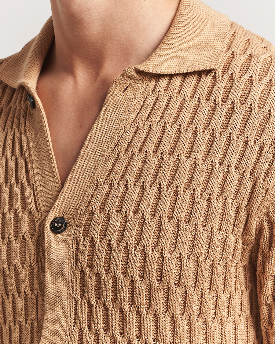 Peregrine Cove Knitted Short Sleeve Shirt Sand