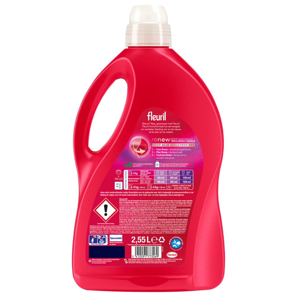 Fleuril Vloeibaar Wasmiddel Renew Gekleurde Was 51 Wasbeurten2,55 liter