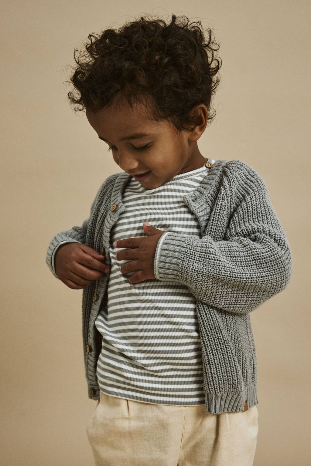 LIL' ATELIER gestreepte longsleeve NMMGAGO offwhite/taupe