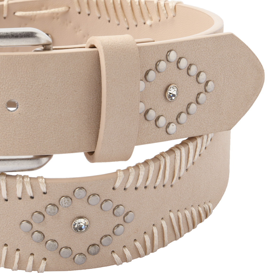 Gina Benotti Damen Gürtel mit Nieten-Applikation beige