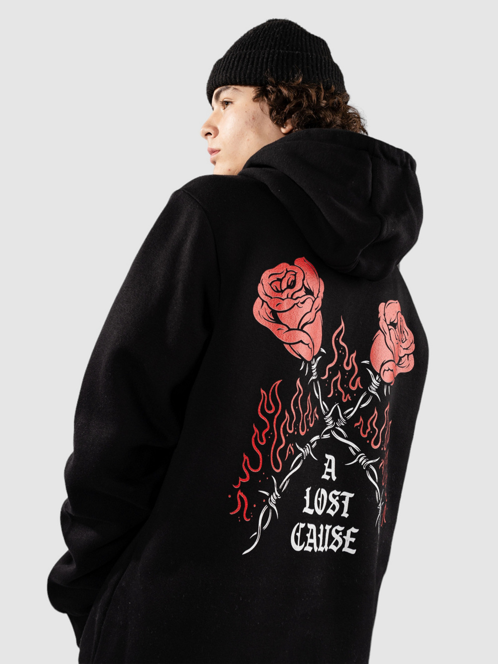 A Lost Cause Burning Rose Hoodie black
