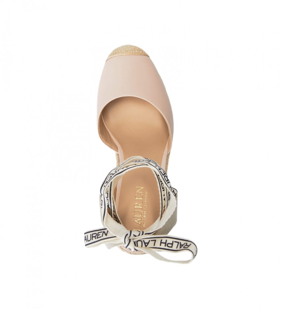 Alpargatas Ralph Lauren Paislee em couro napa nude - Salto plataforma de 6,5 cm -