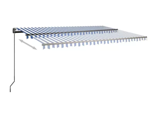 Auvent automatique sur pied 500x300 cm Bleu/Blanc