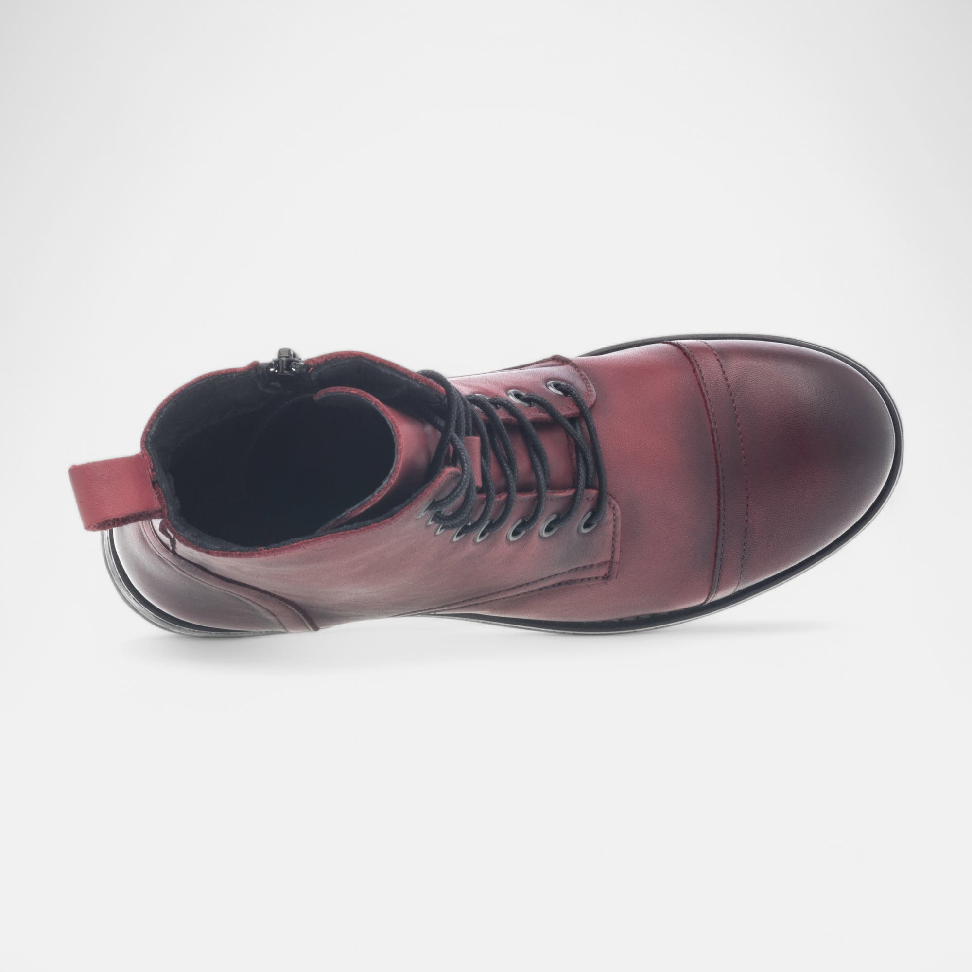 Bottines à lacets Femme en cuir rouge