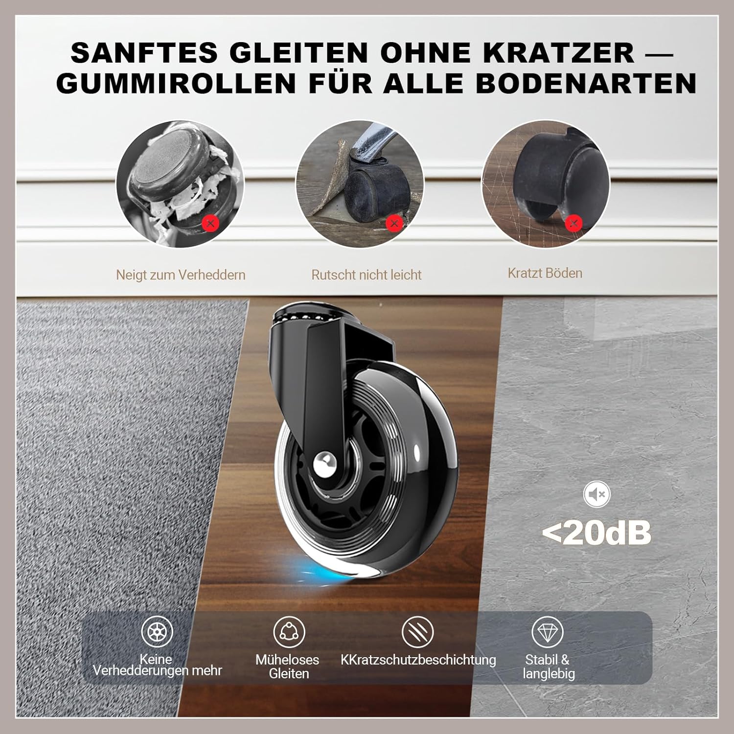 BASETBL Bürostuhl 200kg, Chefsessel mit 4-stufiger Gasdruckfeder, 3D Armlehnen, Verstellbarer Lendenstütze & Kopfstütze, Leises Gummirollen, XXL breiter Sitz, EN12520, ergonomischer Schreibtischstuhl