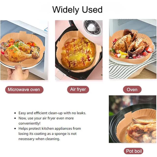 Air Fryer engangspapir med håndtag til frituregryder 100 stk Natur 20 cm