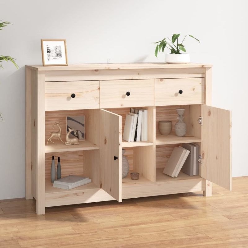 vidaXL - Dressoir - Massief Grenenhout - 3 Lades - 6 Vakken