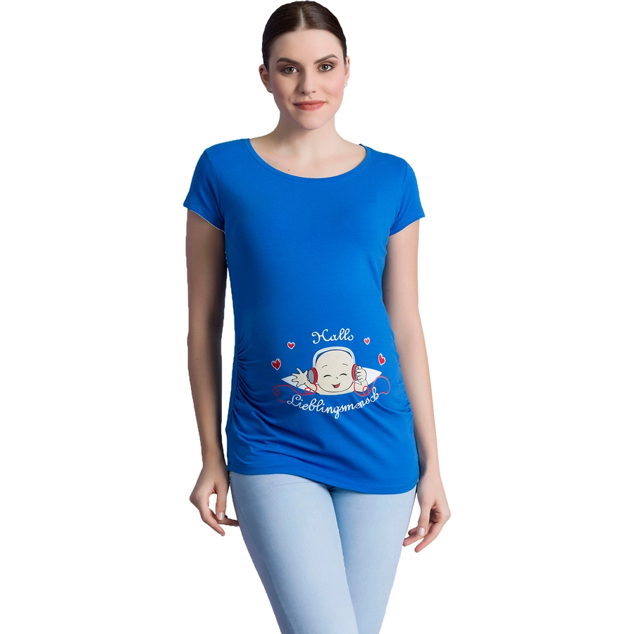 M.M.C. Umstandsshirt Hallo Lieblingsmensch mit Motiv Dunkelblau