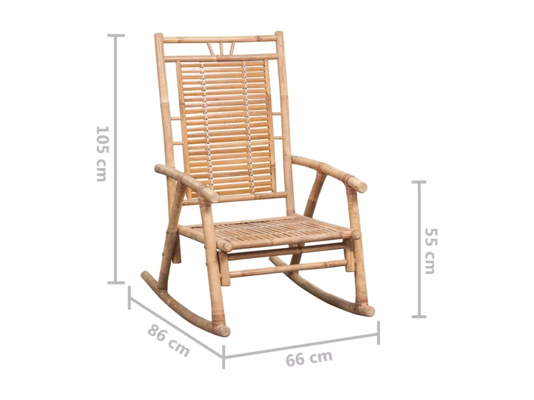 Chaise à bascule avec coussin Bambou 4