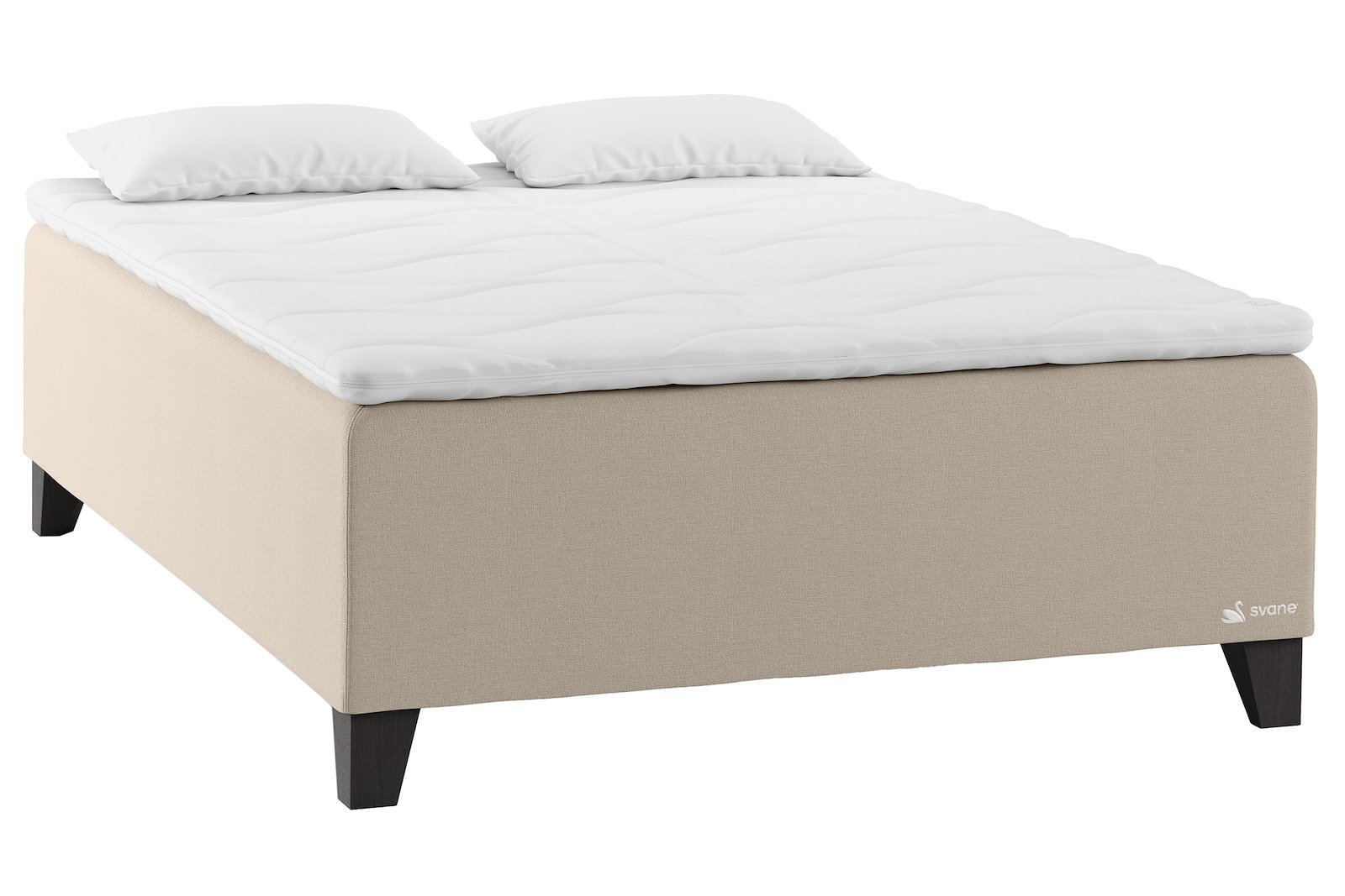 Svane®  Casa Kontinental 150x200 cm Tekstil Moment Beige, Temptation Elastec® overmadrass og Square Leg 14cm Shaded Black