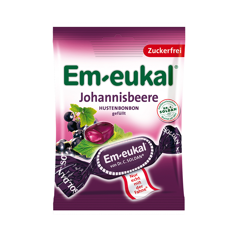 Em-eukal Bonbon, Johannisbeere gefüllt, zuckerfrei, 75 g MHD:30.10.26