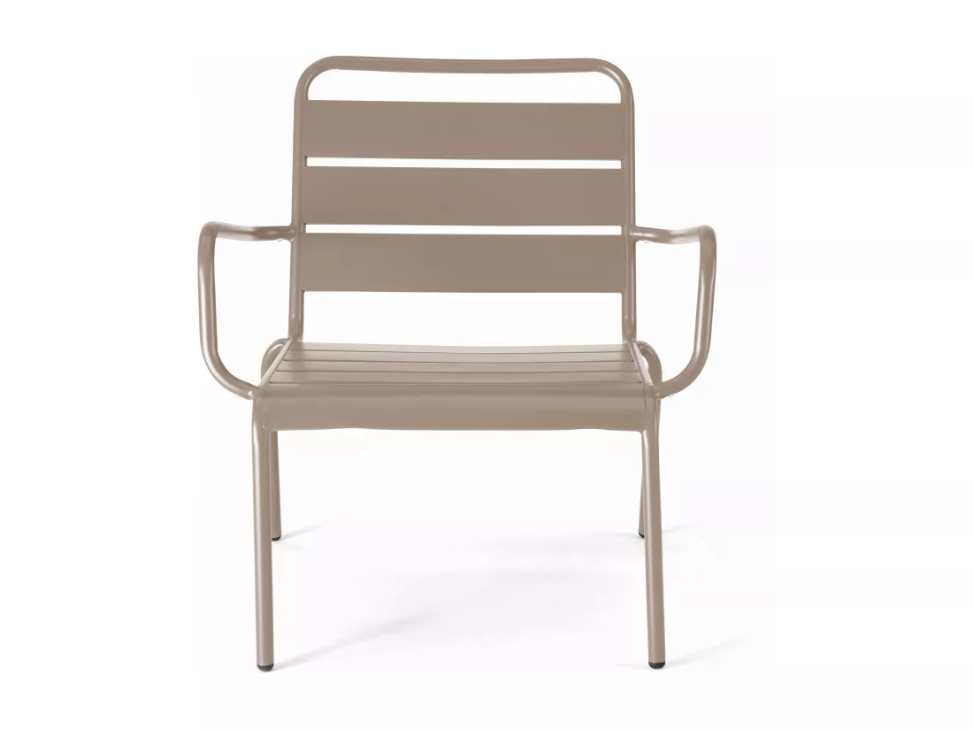 Lot de 2 fauteuils relax avec repose-pieds en métal taupe - Palavas