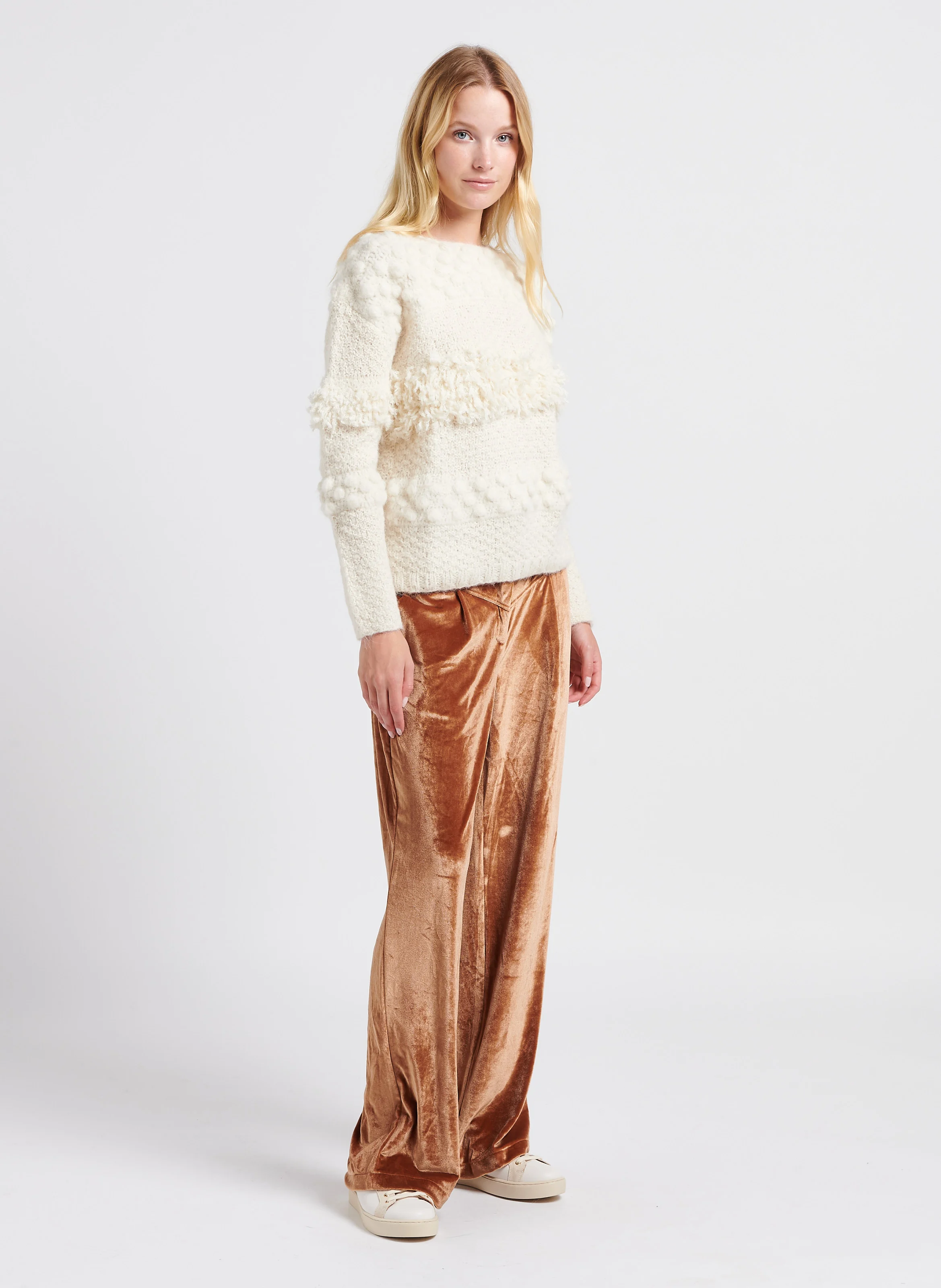 PHILIBERT - Pull col rond en alpaga mélangé | Beige