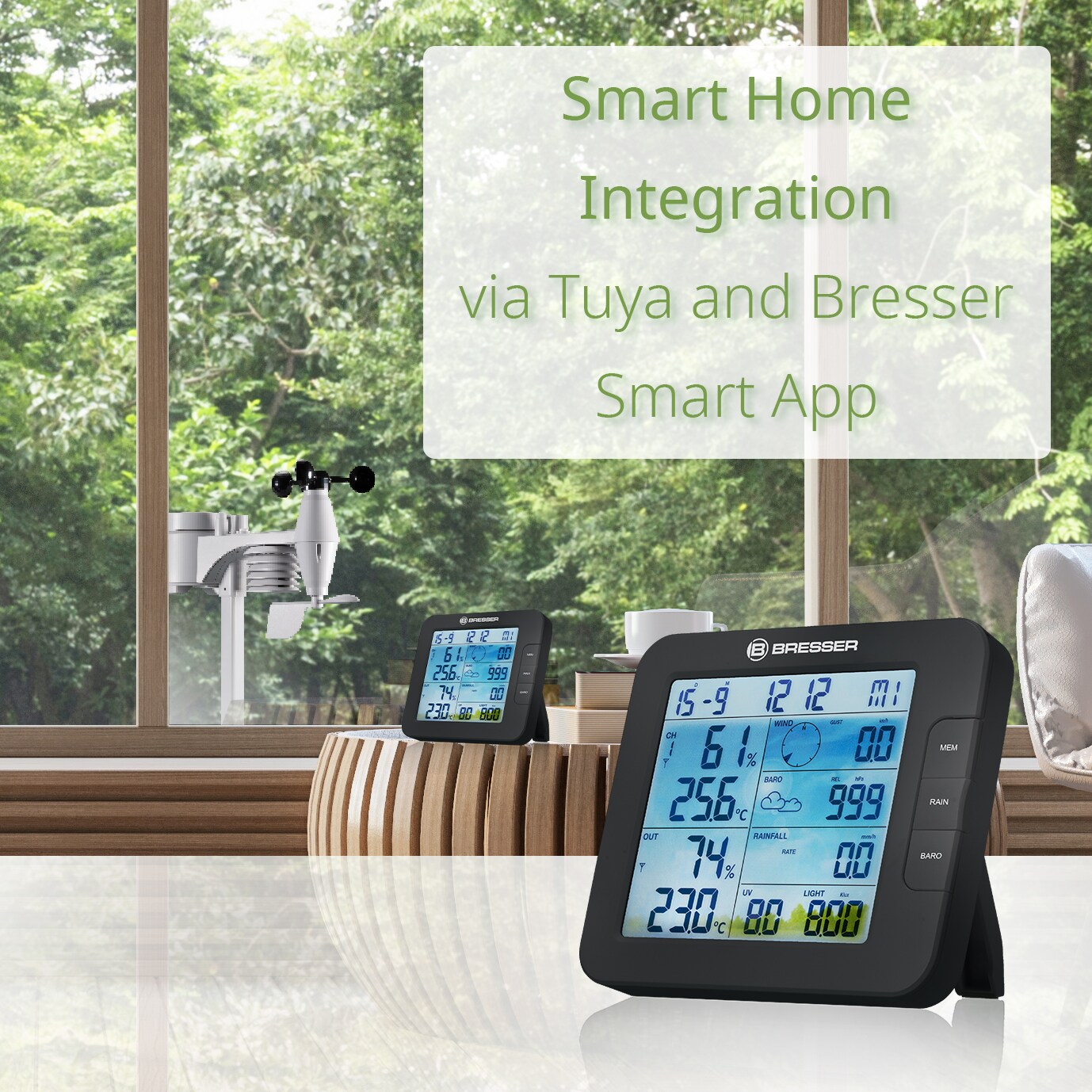 BRESSER Tuya Smart Home 7-in-1-Wetterstation ClimateConnect Farbe: schwarz
