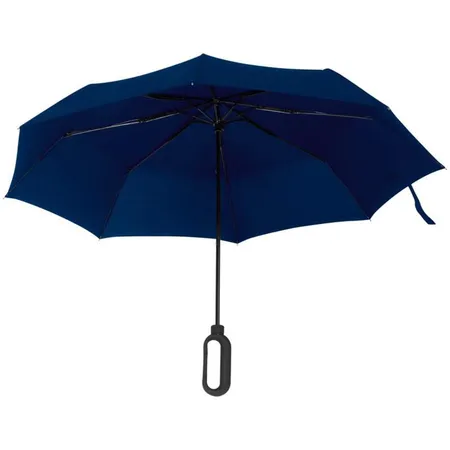 Macma Taschenschirm aus Pongee mit Karabinergriff, dunkelblau